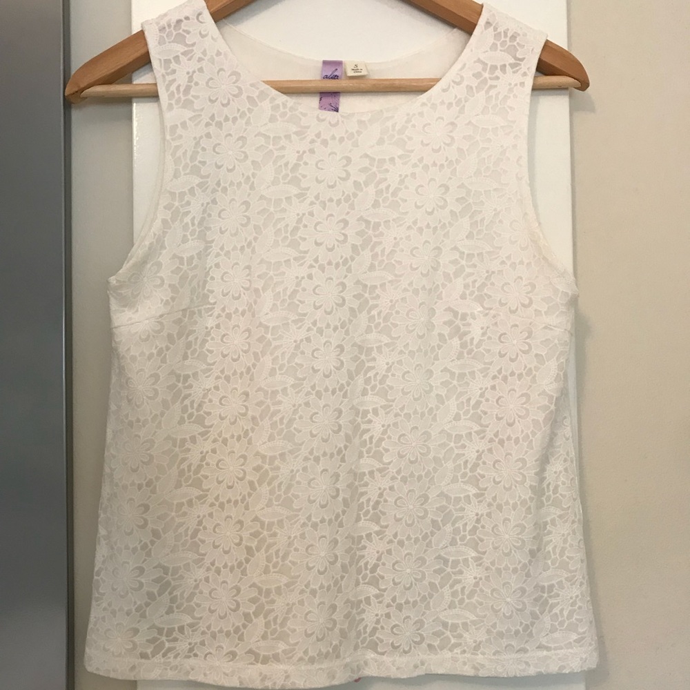 White Floral Lace Tank